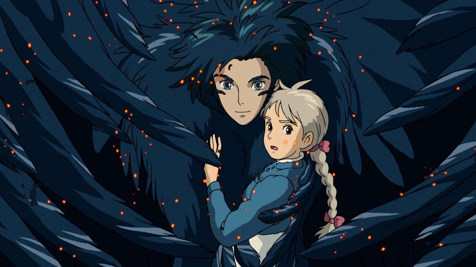 howl in his monstrous bird form, holding sophie